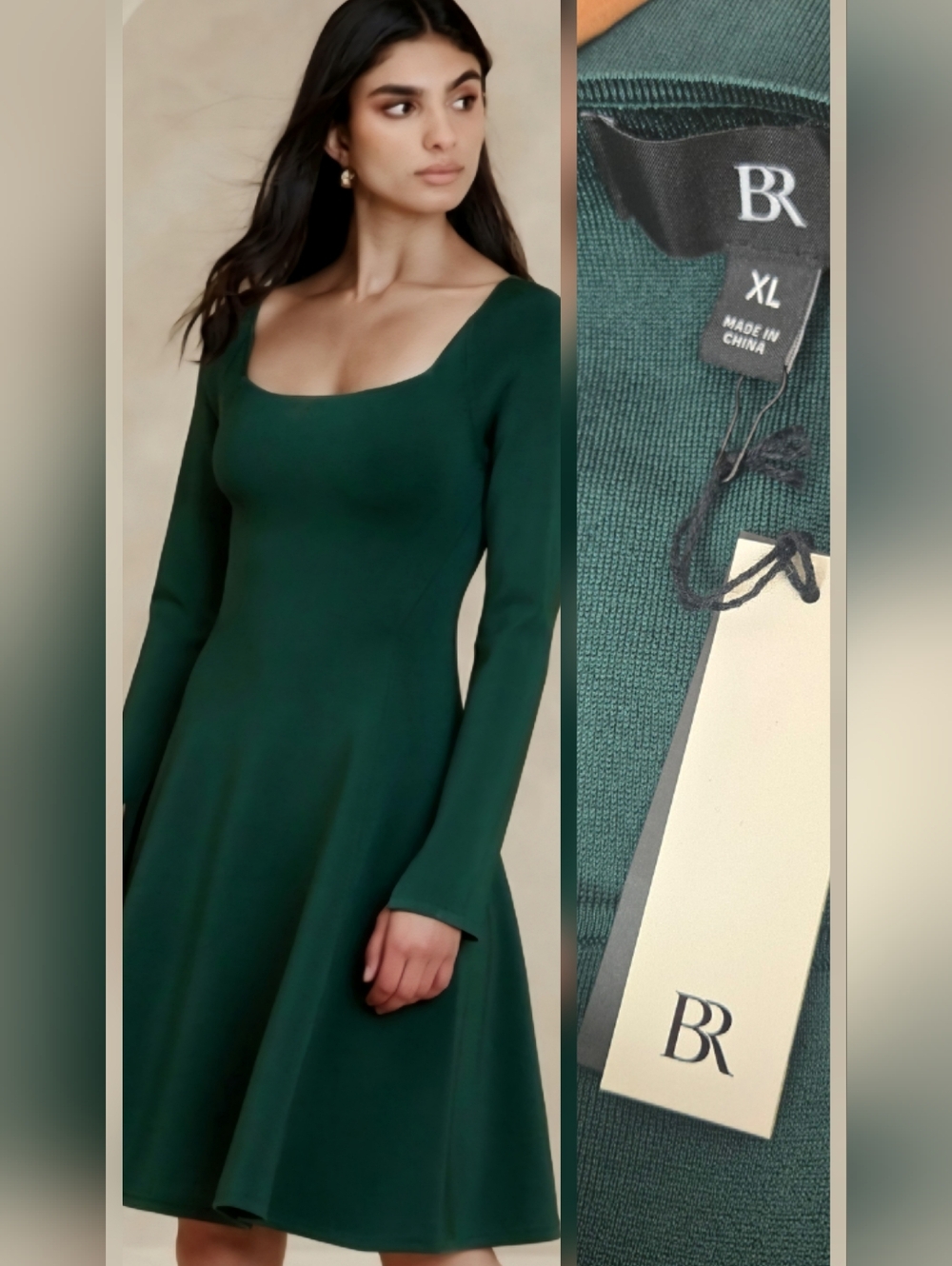 NWT Banana Republic Hunter Green Bandage Sweater Dress Long Sleeve XL